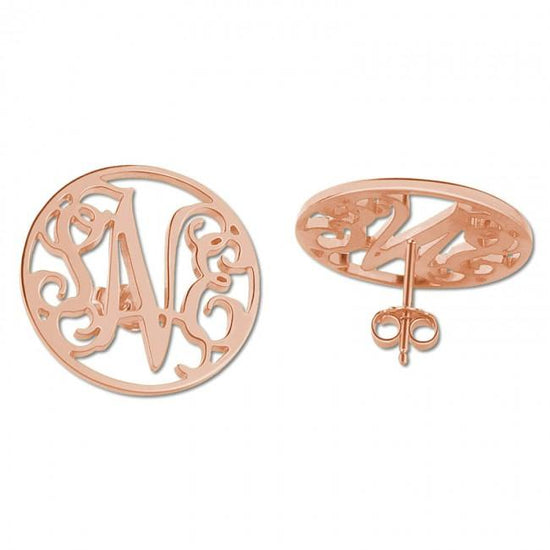 925 Sterling Silver Personalized Block Monogram Stud Earrings - onlyone