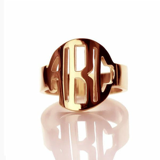 925 Sterling Silver Personalized Block Initials Monogram Ring - onlyone