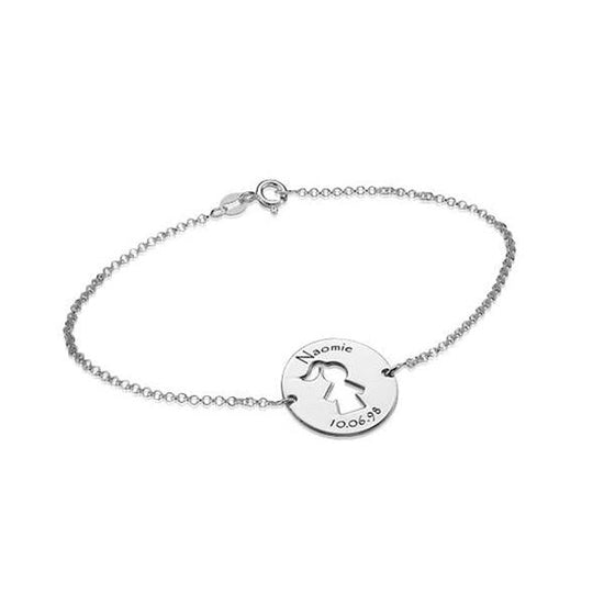925 Sterling Silver Personalized Cut Out Kid'S Name Bracelet - onlyone