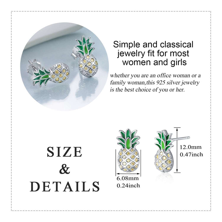 925 Sterling Silver Pineapple Pendant Earrings With Yellow Cubic Zircon