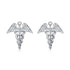 925 Sterling Silver Caduceus Angel Nurse Earrings Sterling Silver Medical Symbol Studs with Crystal - onlyone