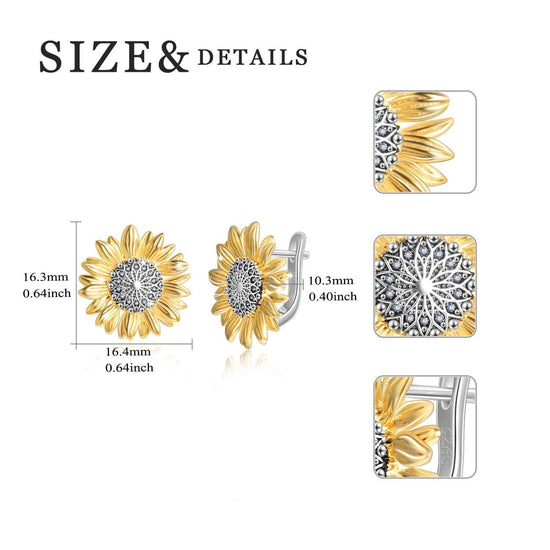925 Sterling Silver Sunflower Earrings - onlyone