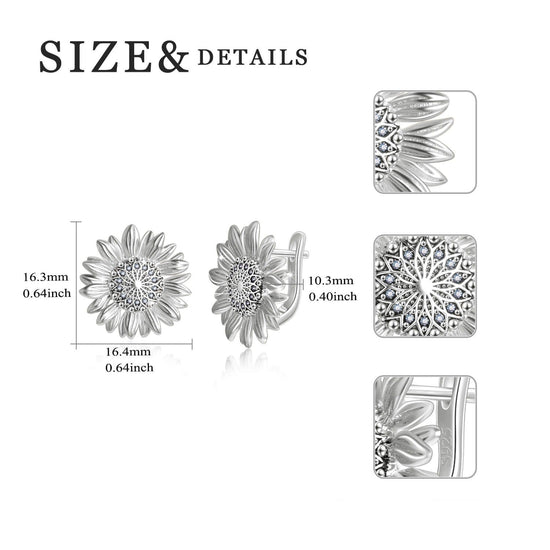 925 Sterling Silver Sunflower Earrings - onlyone
