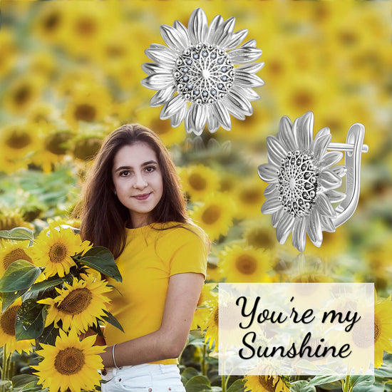 925 Sterling Silver Sunflower Earrings - onlyone