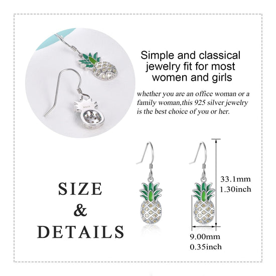 925 sterling silver pineapple fashion earrings - onlyone