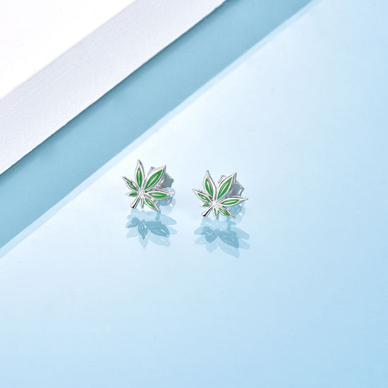 925 sterling silver leaves fashion earrings - onlyone