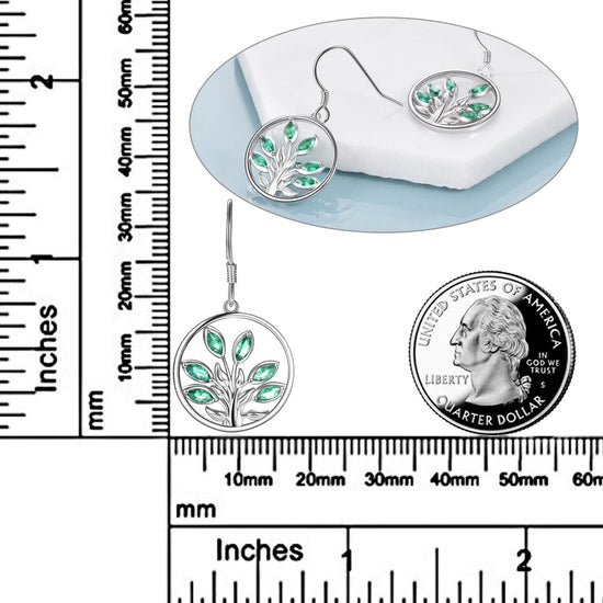 925 Sterling Silver Tree Of Life Earrings With Crystal Leaves - onlyone