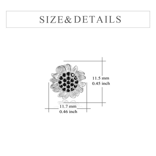 925 Sterling Silver Sunflower Stud Earrings With Zirconia Seed - onlyone