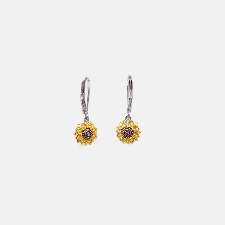 Sunflower Leverback Drop Earrings