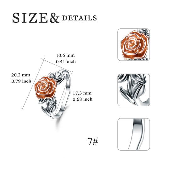 925 Sterling Silver Rose Flower Ring, Gift For Girl - onlyone