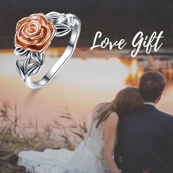 925 Sterling Silver Rose Flower Ring, Gift For Girl - onlyone