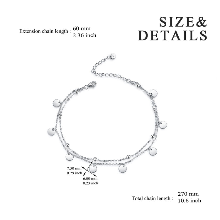 925 Sterling Silver Double Chains Anklet - onlyone