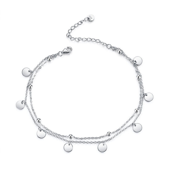 925 Sterling Silver Double Chains Anklet - onlyone