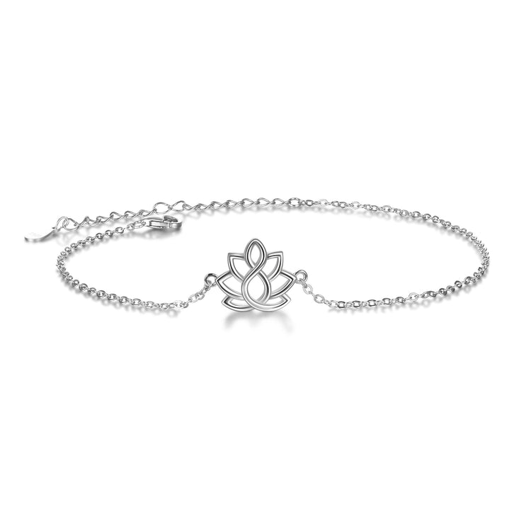925 Sterling Silver Hollow-Out Flower Anklet Bracelet