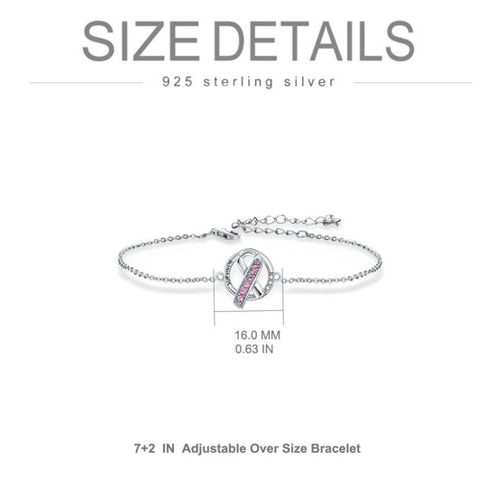925 Sterling Silver Survivor Ribbon Bracelet - onlyone