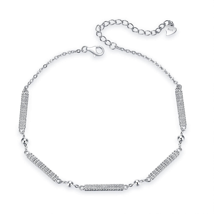 925 Sterling Silver Simple Bar and Ball Bracelet - onlyone