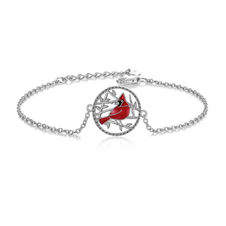 925 Sterling Silver Red Cardinal Bracelet And Necklace Memorial Jewelry