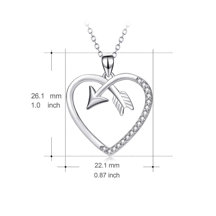 925 Sterling Silver Heart Arrow Necklace - onlyone