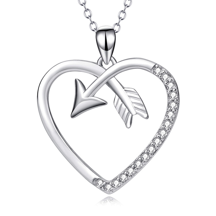 925 Sterling Silver Heart Arrow Necklace - onlyone