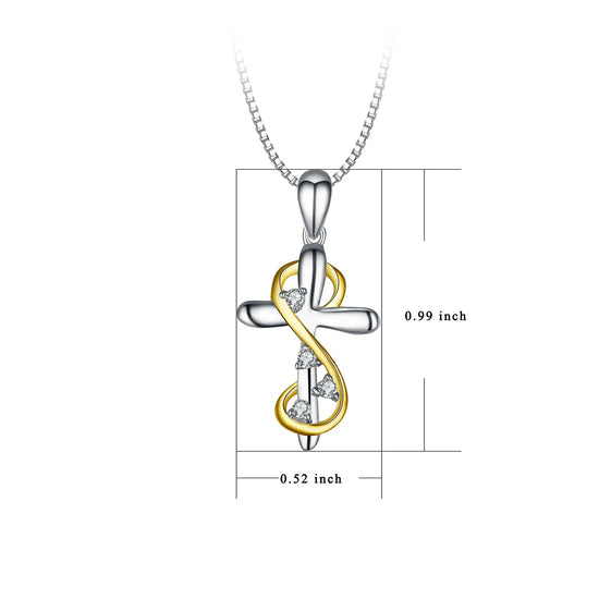 925 Sterling Silver Cross pendant Necklace With Adorable Zirconia Infinity Necklace Cross Necklace For Women - onlyone