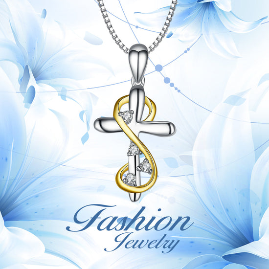 925 Sterling Silver Cross pendant Necklace With Adorable Zirconia Infinity Necklace Cross Necklace For Women - onlyone