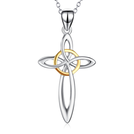 925 Sterling Silver Celtic Cross Pendant Necklace for Women Girls Cross Necklace for Women - onlyone