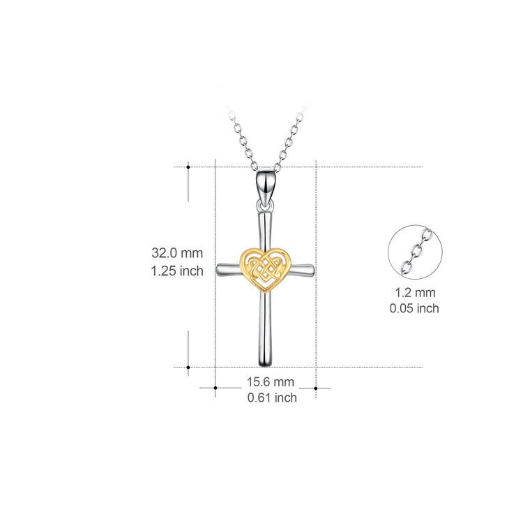 925 Sterling Silver Cross Necklace For Women Celtic Knot Cross Infinity Heart Love Pendant - onlyone