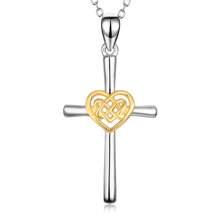 925 Sterling Silver Cross Necklace For Women Celtic Knot Cross Infinity Heart Love Pendant - onlyone