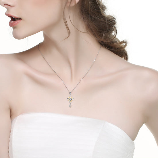 925 Sterling Silver Cross Necklace For Women Celtic Cross Infinity Heart Love Pendant Necklace - onlyone