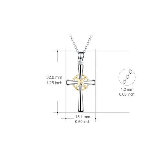 925 Sterling Silver Cross pendant Necklace With Lotus Cross Necklace For Women - onlyone