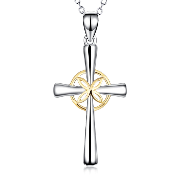 925 Sterling Silver Cross pendant Necklace With Lotus Cross Necklace For Women - onlyone