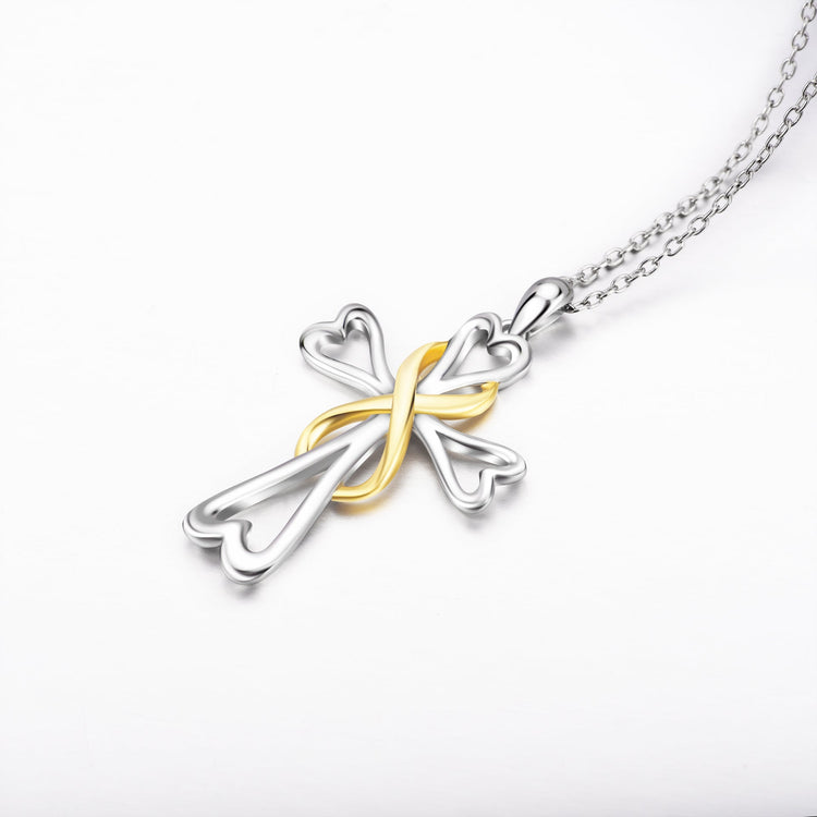 925 Sterling Silver Cross pendant Necklace Infinity Heart Cross Necklace For Women - onlyone