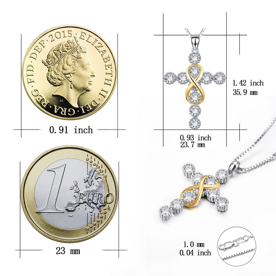 925 Sterling Silver Infinity Cross Pendant Necklace Cubic Zirconia Fine Jewelry Cross Necklace For Women - onlyone