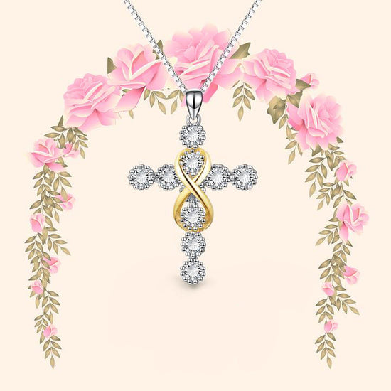 925 Sterling Silver Infinity Cross Pendant Necklace Cubic Zirconia Fine Jewelry Cross Necklace For Women - onlyone