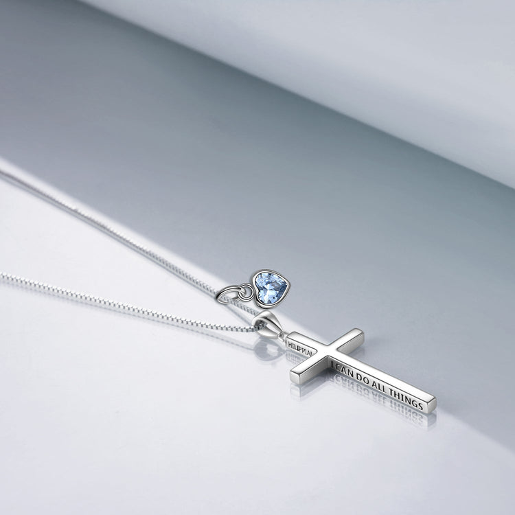 925 Sterling Silver 3D Engraved Cross Necklace