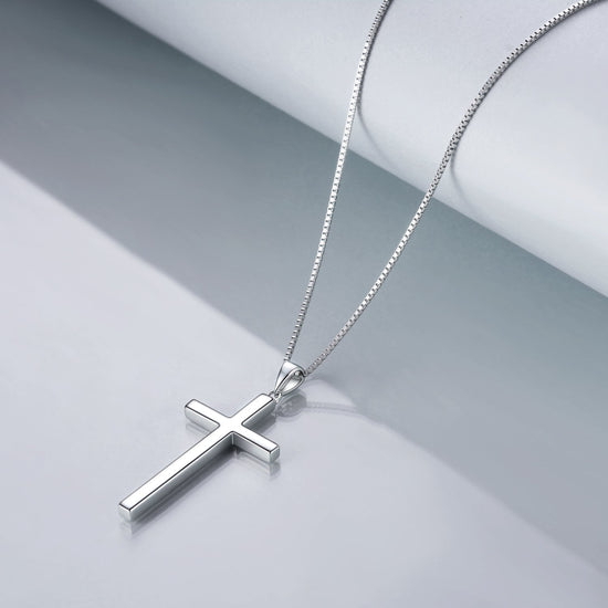 925 Sterling Silver Philippians 4:13 Cross Pendant Strength Bible Verse Necklace 3D Engraved Cross Necklace For Women - onlyone