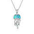 925 Sterling Silver Opal Jellyfish Necklace - onlyone