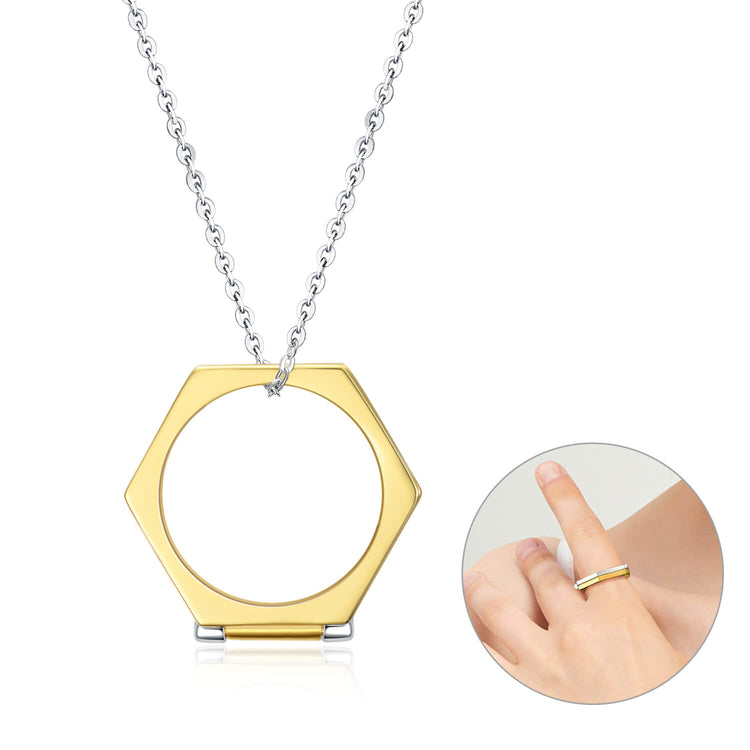 925 Sterling Silver Regular Hexagon Ring Geometry Necklace Greative Gift - onlyone