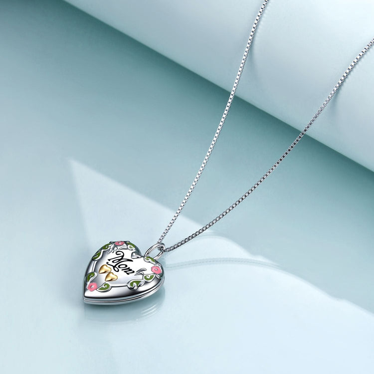 925 Sterling Silver Mother's Love  Heart Photo Locket Necklaces - onlyone