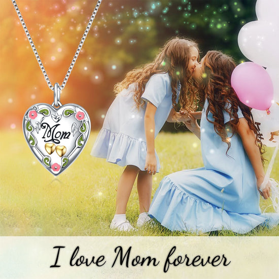 925 Sterling Silver Mother's Love  Heart Photo Locket Necklaces - onlyone
