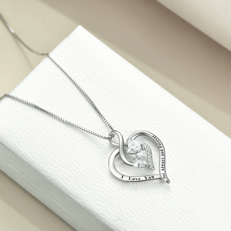 925 Sterling Silver Infinity Love Heart Necklace