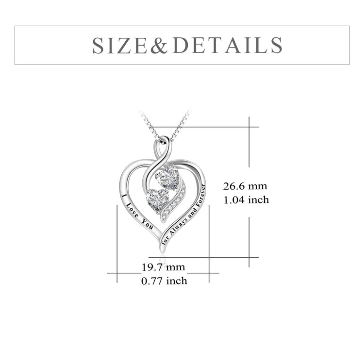 925 Sterling Silver Infinity Love Heart Necklace