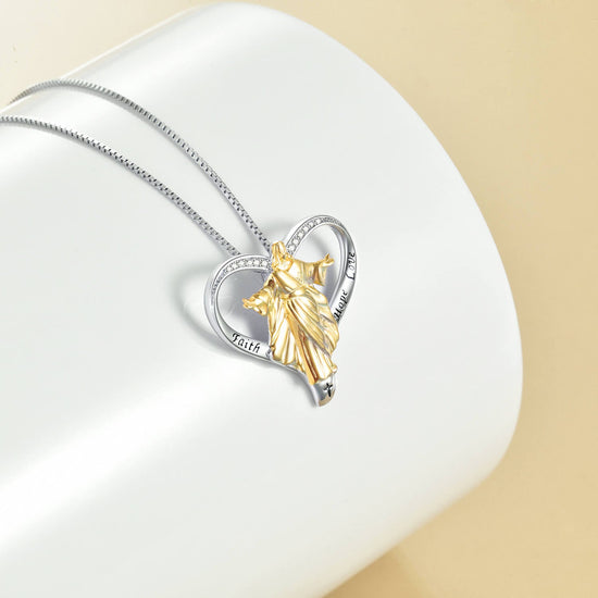 925 Sterling Silver God Blessed Heart Pendant Necklace - onlyone