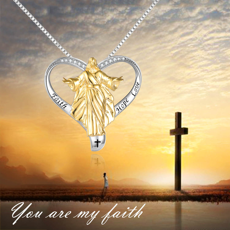 925 Sterling Silver God Blessed Heart Pendant Necklace - onlyone