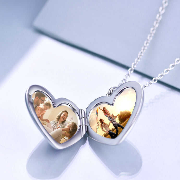 925 Sterling Silver Heart Unicorn Custom Photo Locket Necklace - onlyone