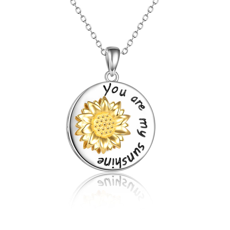 925 Sterling Silver Rotatable Sunflower Necklace - onlyone