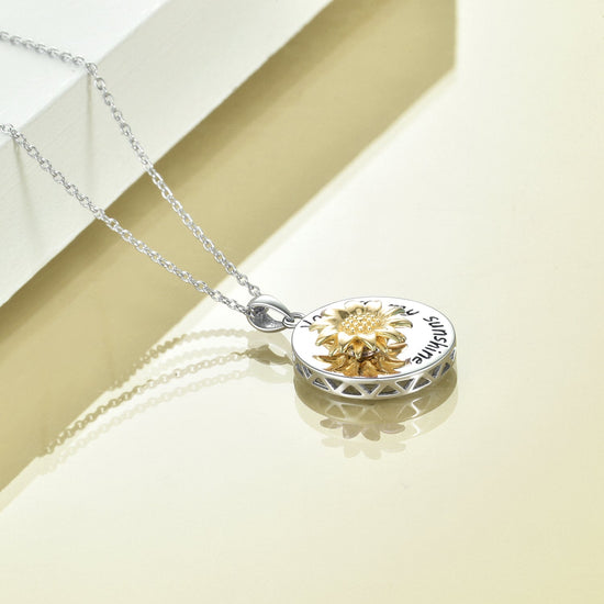925 Sterling Silver Rotatable Sunflower Necklace - onlyone