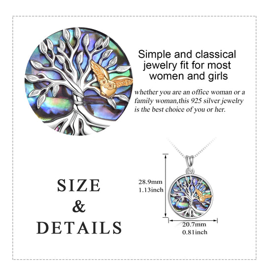 925 Sterling Silver Tree Of Life Owl Necklace - onlyone