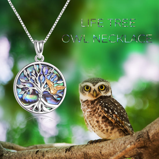 925 Sterling Silver Tree Of Life Owl Necklace - onlyone