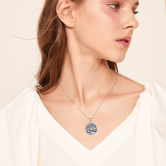 925 Sterling Silver Tree Of Life Owl Necklace - onlyone